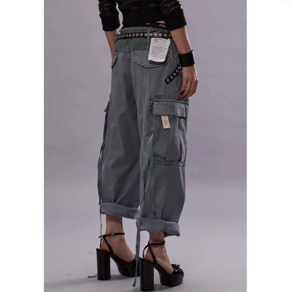 NWT R13 Cropped Cargo Pant - Faded Steel Blue Canvas Sz 24/25 - Picture 5 of 13
